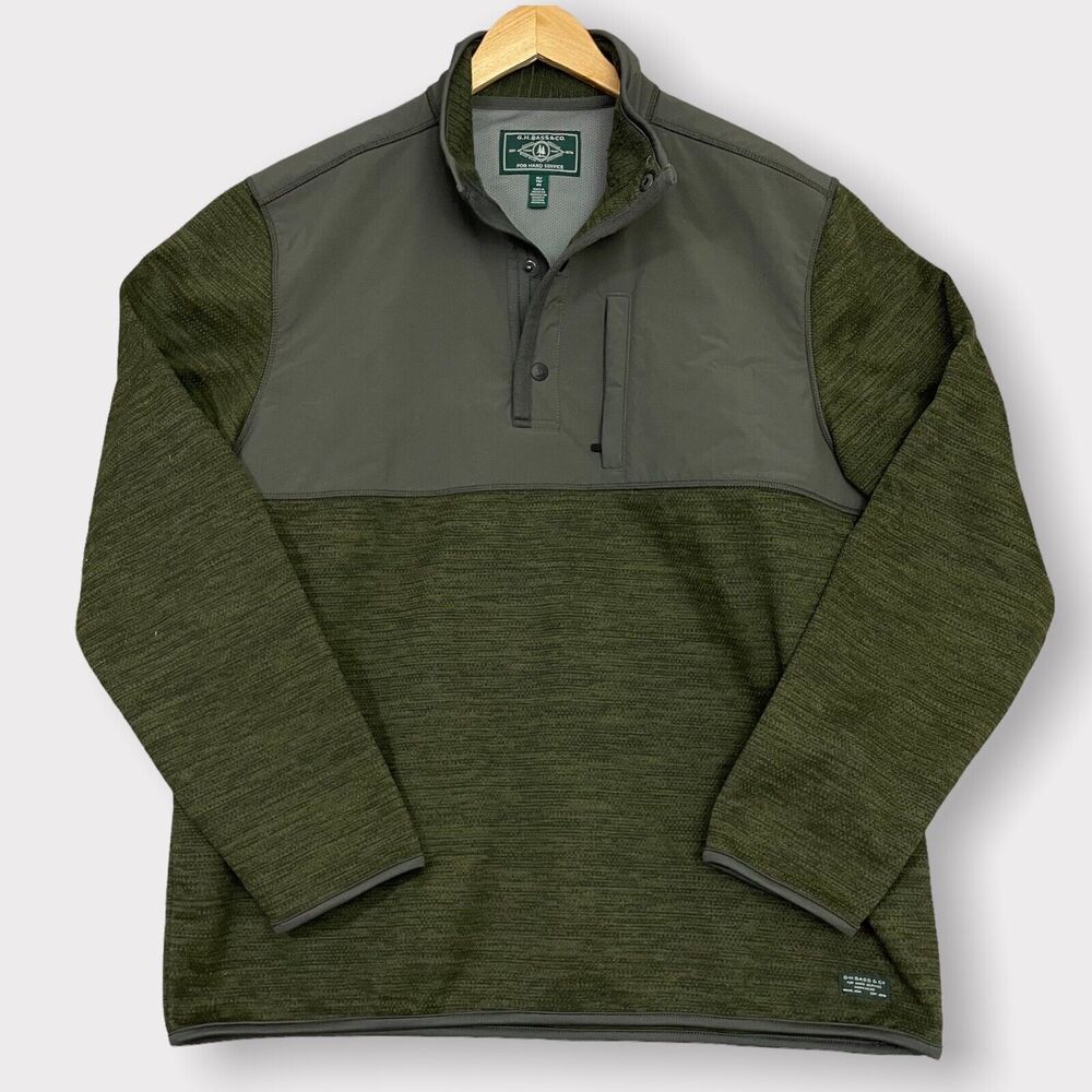 G.H. Bass & Co. Mens XL Olive Green Quarter Snap Pullover Sweater